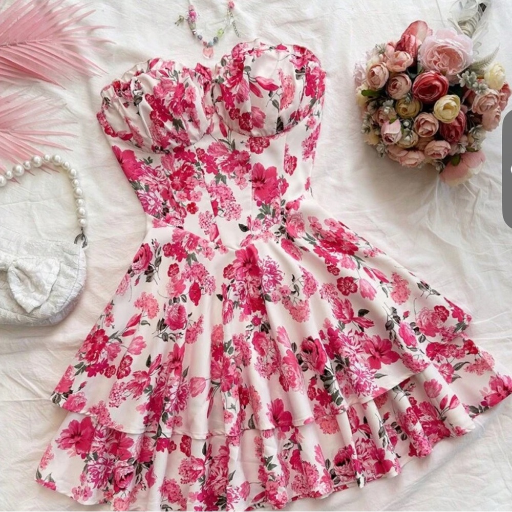 Floral Strapless Dress